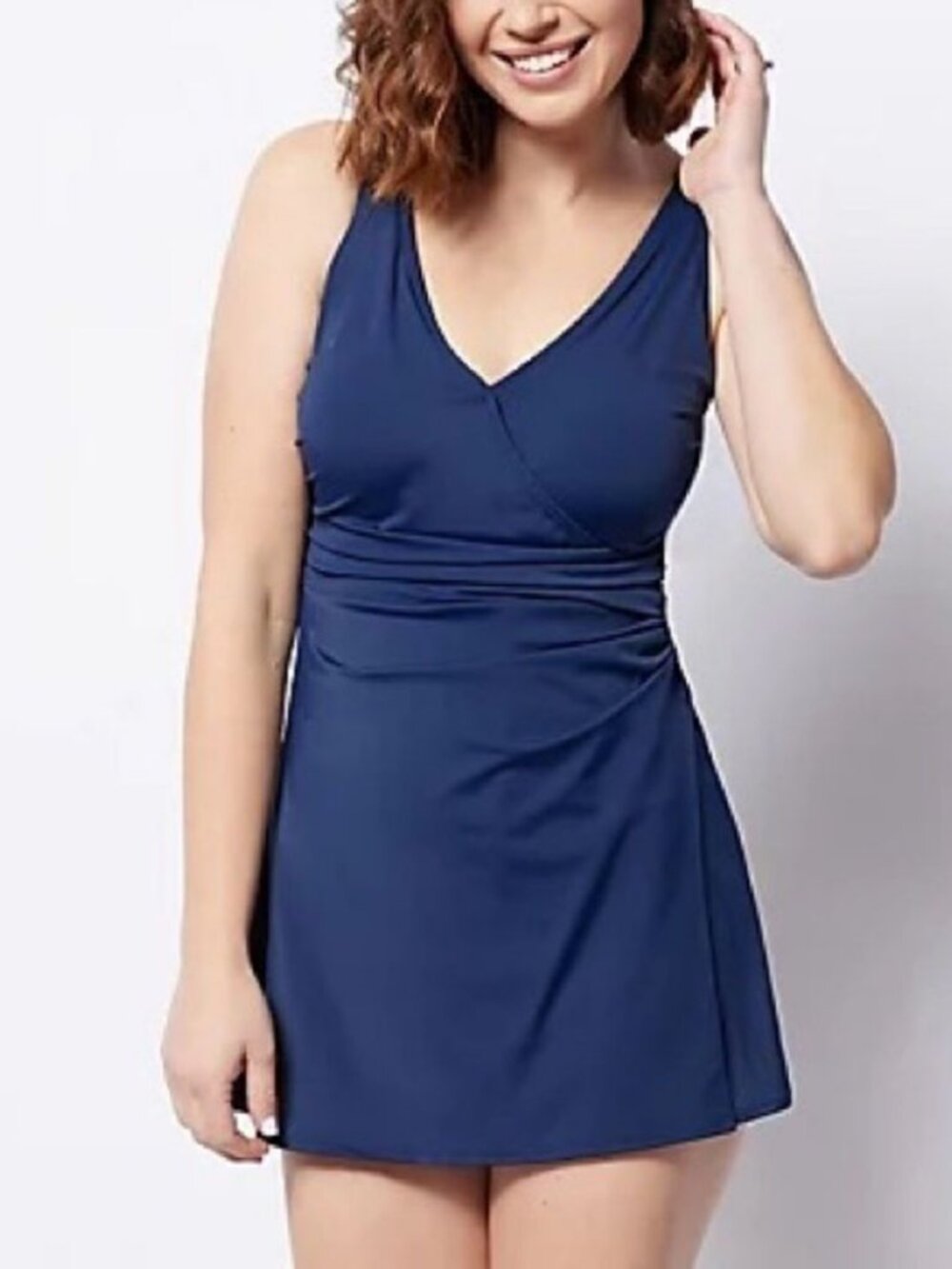 Denim & Co. Beach V-Neck Wrap Front Swim Dress